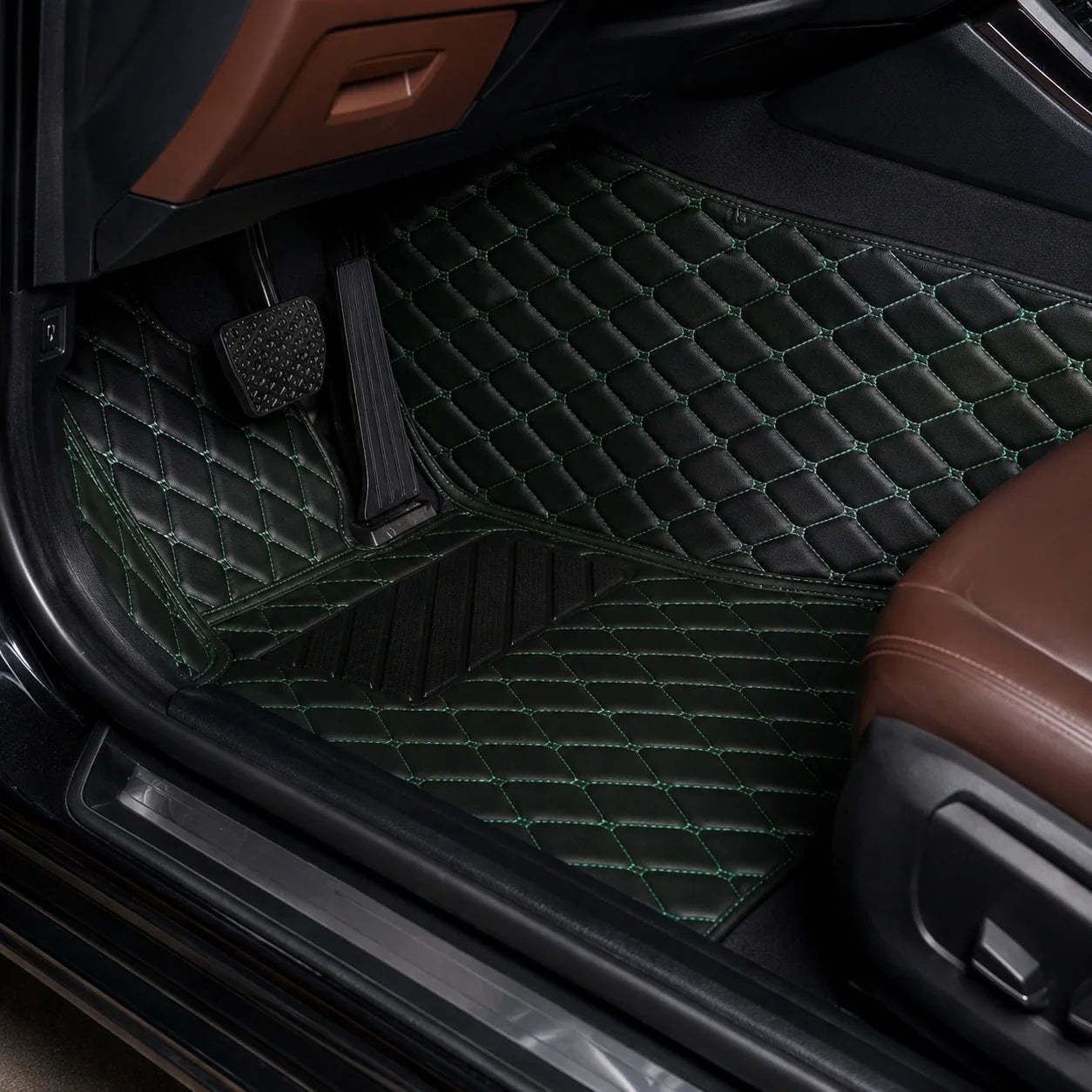 Black & Green Custom Car Mats
