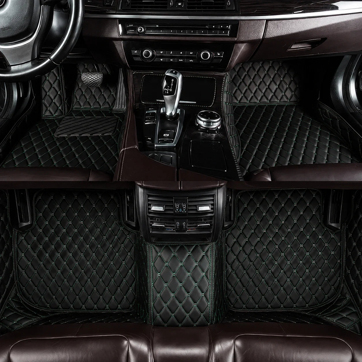 Black & Green Custom Car Mats