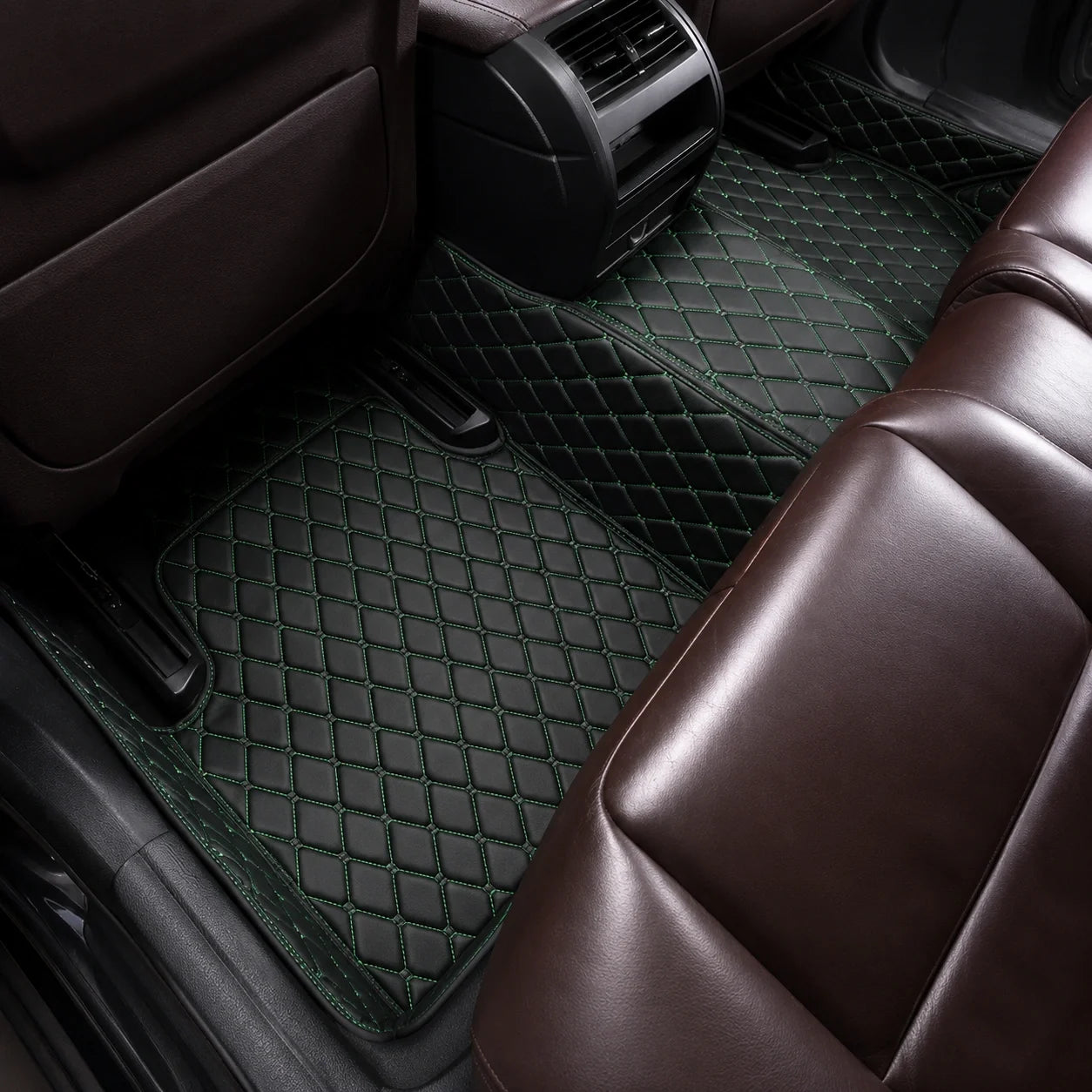 Black & Green Custom Car Mats