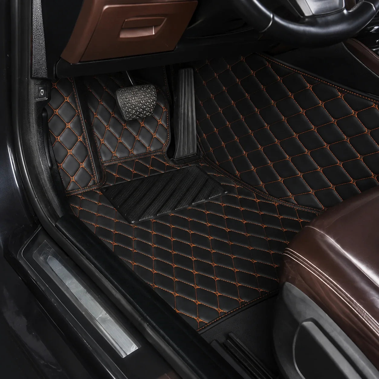 Black & Orange Custom Car Mats